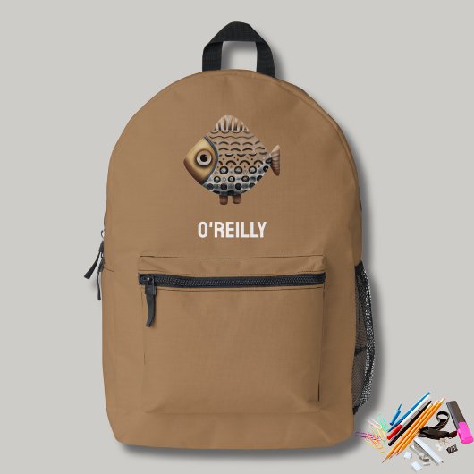 Minimalistische visprint Modern Monogram Bedrukte Rugzak