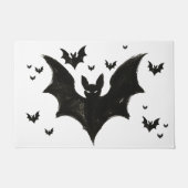 Minimalistische Vleermuis – Inktkwast Halloween Sc Deurmat (Voorkant)