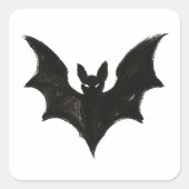 Minimalistische Vleermuis – Inktkwast Halloween Sc Vierkante Sticker (Voorkant)