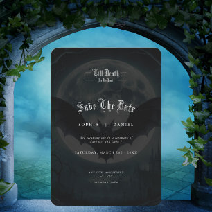 Minimalistische vleermuizen Gotische bruiloft Save The Date