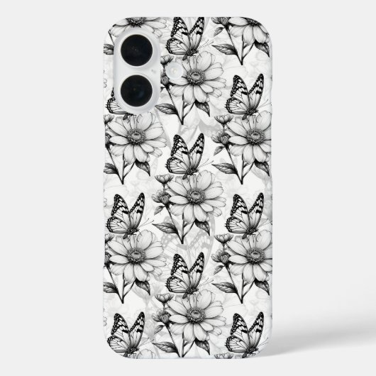 Minimalistische vlinder op bloemmotief ontwerp Case-Mate iPhone case (Achterkant)