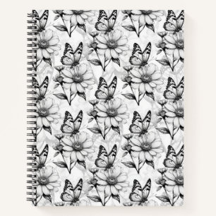 Minimalistische vlinder op bloemmotief ontwerp notitieboek