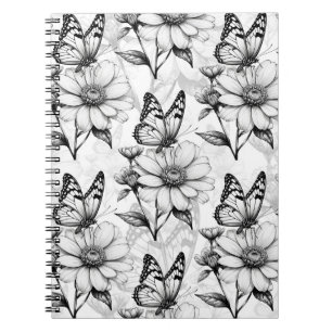 Minimalistische vlinder op bloemmotief ontwerp notitieboek