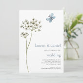 Minimalistische Vlinder Wildflower QR Blauwe Bruil Kaart (Staand voorkant)