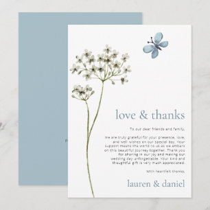 Minimalistische Vlinder Wildflower QR Code Bruilof Bedankkaart