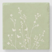Minimalistische vlinders Botanische silhouetten Stenen Onderzetter (Voorkant)