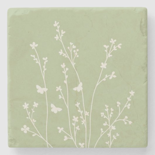 Minimalistische vlinders Botanische silhouetten Stenen Onderzetter (Voorkant)