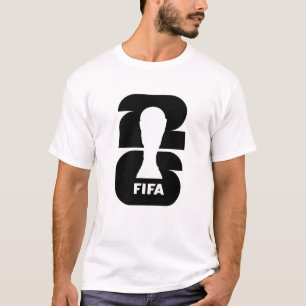Minimalistische voetbal-trofee silhouet Wit op Zwa T-shirt
