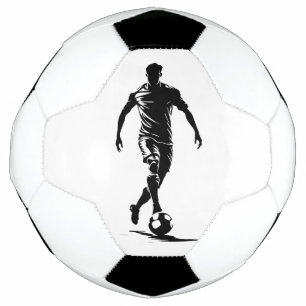 Minimalistische Voetbalspeler Silhouet Kunst Bal Voetbal