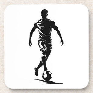 Minimalistische Voetbalspeler Silhouet Kunst Coast Bier Onderzetter