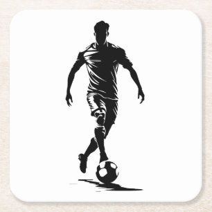Minimalistische Voetbalspeler Silhouet Kunst Coast Kartonnen Onderzetters