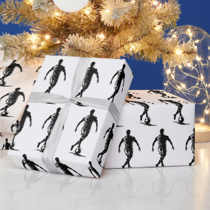 Minimalistische Voetbalspeler Silhouet Kunst Inpak Cadeaupapier