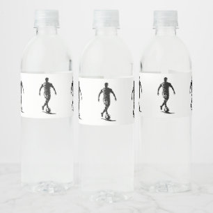 Minimalistische Voetbalspeler Silhouet Kunst Label Waterfles Etiket