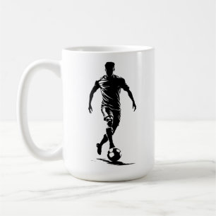 Minimalistische voetbalspeler silhouet kunst mok