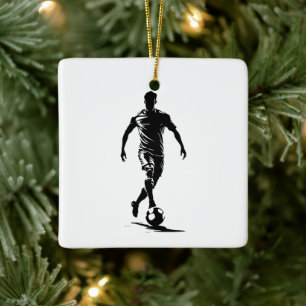 Minimalistische Voetbalspeler Silhouet Kunst Ornam Keramisch Ornament