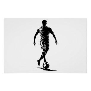 Minimalistische Voetbalspeler Silhouet Kunst Poste Perfect Poster