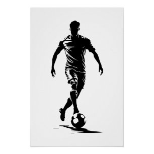 Minimalistische Voetbalspeler Silhouet Kunst Poste Perfect Poster