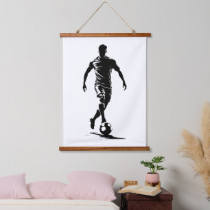 Minimalistische Voetbalspeler Silhouet Kunst Tapij Hangend Wandkleed