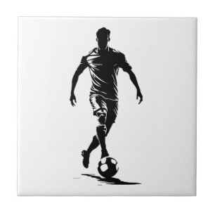 Minimalistische voetbalspeler silhouet kunst tegel tegeltje