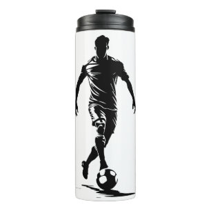 Minimalistische voetbalspeler silhouet kunst therm thermosbeker
