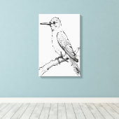 Minimalistische vogel illustratie lijn kunst canvas afdruk (Insitu (Houten vloer))