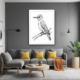 Minimalistische vogel illustratie lijn kunst perfect poster