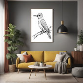 Minimalistische vogel illustratie lijn kunst poster