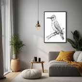 Minimalistische vogel illustratie lijn kunst poster