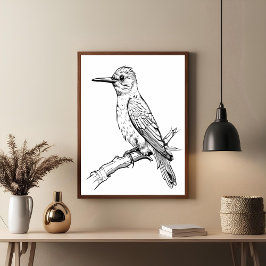 Minimalistische vogel illustratie lijn kunst poster