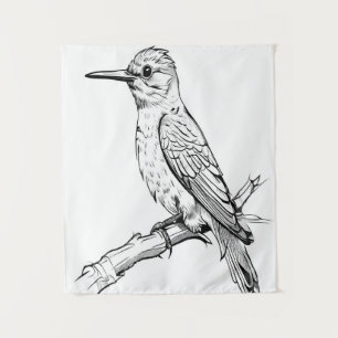 Minimalistische vogel illustratie lijn kunst wandkleed