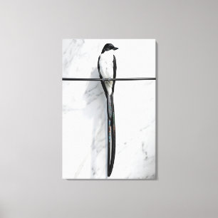 Minimalistische vogel op draad fotografie canvas afdruk