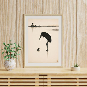 Minimalistische Vogelillustratie   Kraai Silhouet  Poster
