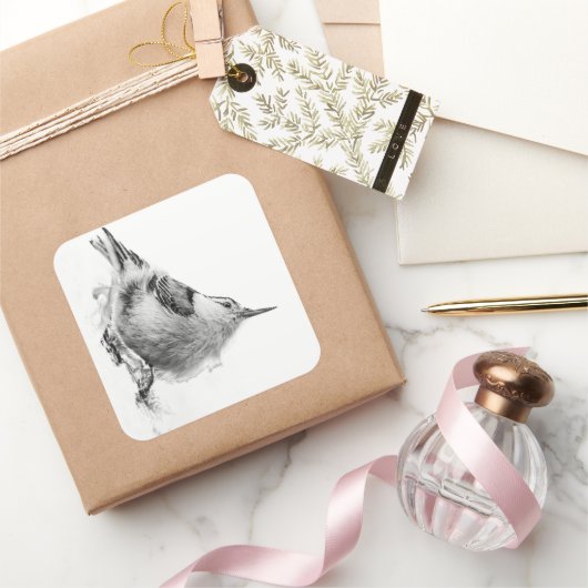 Minimalistische vogelportret vierkante sticker (Geschenken)