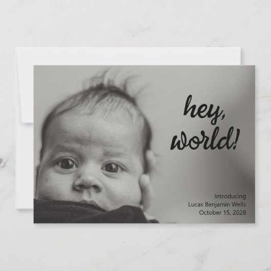 Minimalistische Volbloed Pasgeboren Baby Foto Gebo Aankondiging (Voorkant)