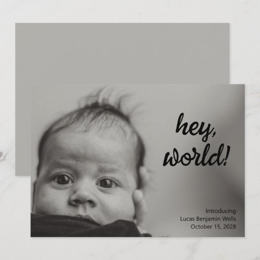 Minimalistische Volbloed Pasgeboren Baby Foto Gebo Aankondiging (Voorkant / Achterkant)