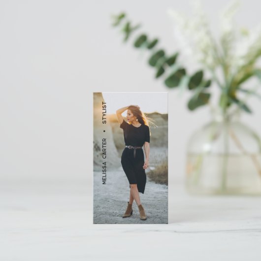 Minimalistische volledige foto eenvoudig visitekaartje (Staand voorkant)