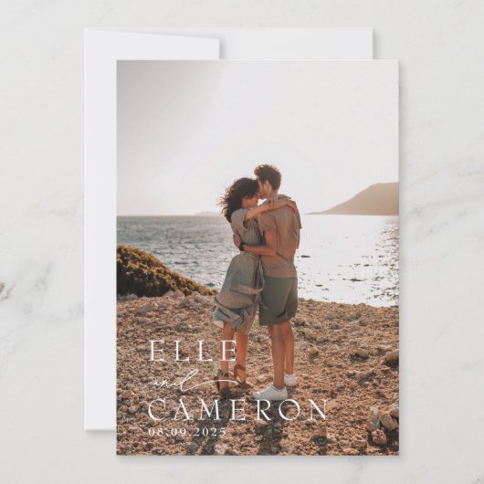 Minimalistische volledige foto Moderne kalligrafie Save The Date (Voorkant)