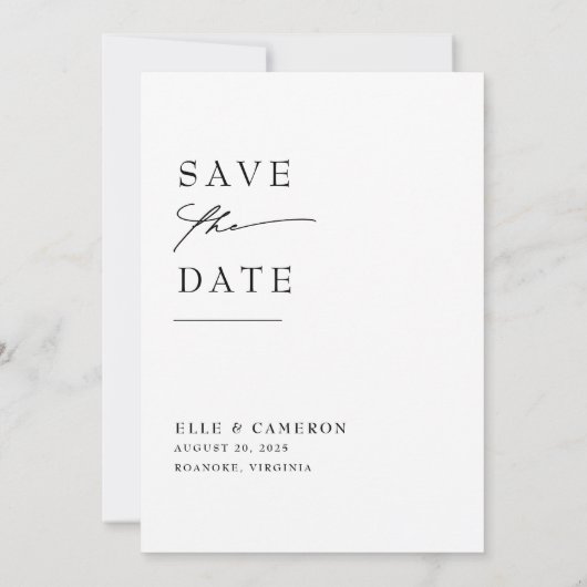 Minimalistische volledige foto Moderne kalligrafie Save The Date (Achterkant)