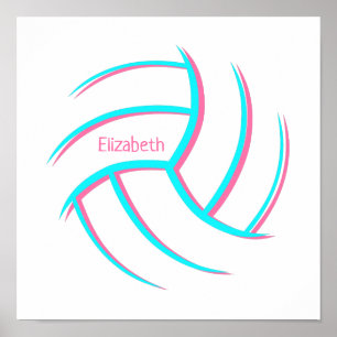 minimalistische volleybalmeisjes poster