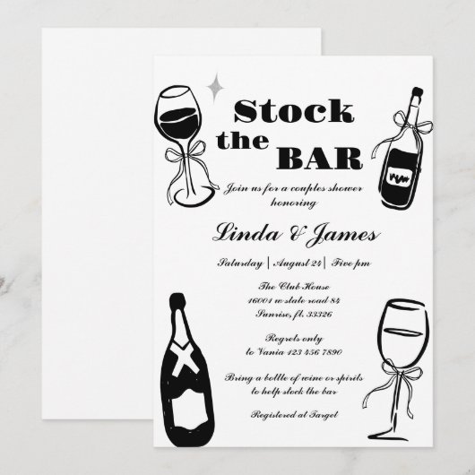 Minimalistische voorraad De bar paar douche uitnod Kaart (Voorkant / Achterkant)