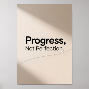 Minimalistische voortgang, geen perfectie Motivati Poster