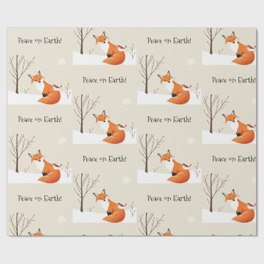 Minimalistische vos vogel dier vredesaarde cadeaupapier (Vlak)