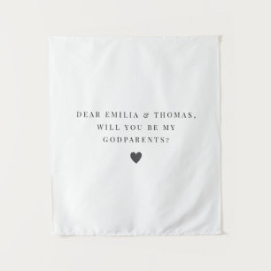 Minimalistische vraag om peetouders te worden wandkleed
