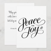 Minimalistische vrede en vreugde, modern, niet-con feestdagenkaart (Voorkant / Achterkant)