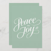 Minimalistische vrede en vreugde Moderne Munt Feestdagenkaart (Voorkant / Achterkant)