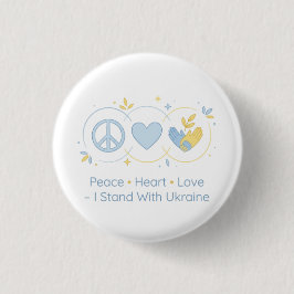 Minimalistische Vrede Hart Liefde Oekraïne Steun D Ronde Button 3,2 Cm