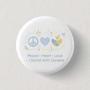 Minimalistische Vrede Hart Liefde Oekraïne Steun D Ronde Button 3,2 Cm