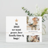 Minimalistische Vrede Liefde Familie Knuffels Mult Feestdagenkaart (Staand voorkant)