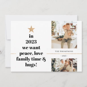 Minimalistische Vrede Liefde Familie Knuffels Mult Feestdagenkaart