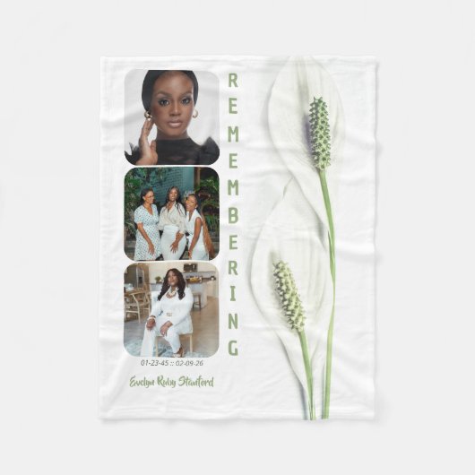 Minimalistische Vredeslelie-herdenking Fleece Deken (Voorkant)
